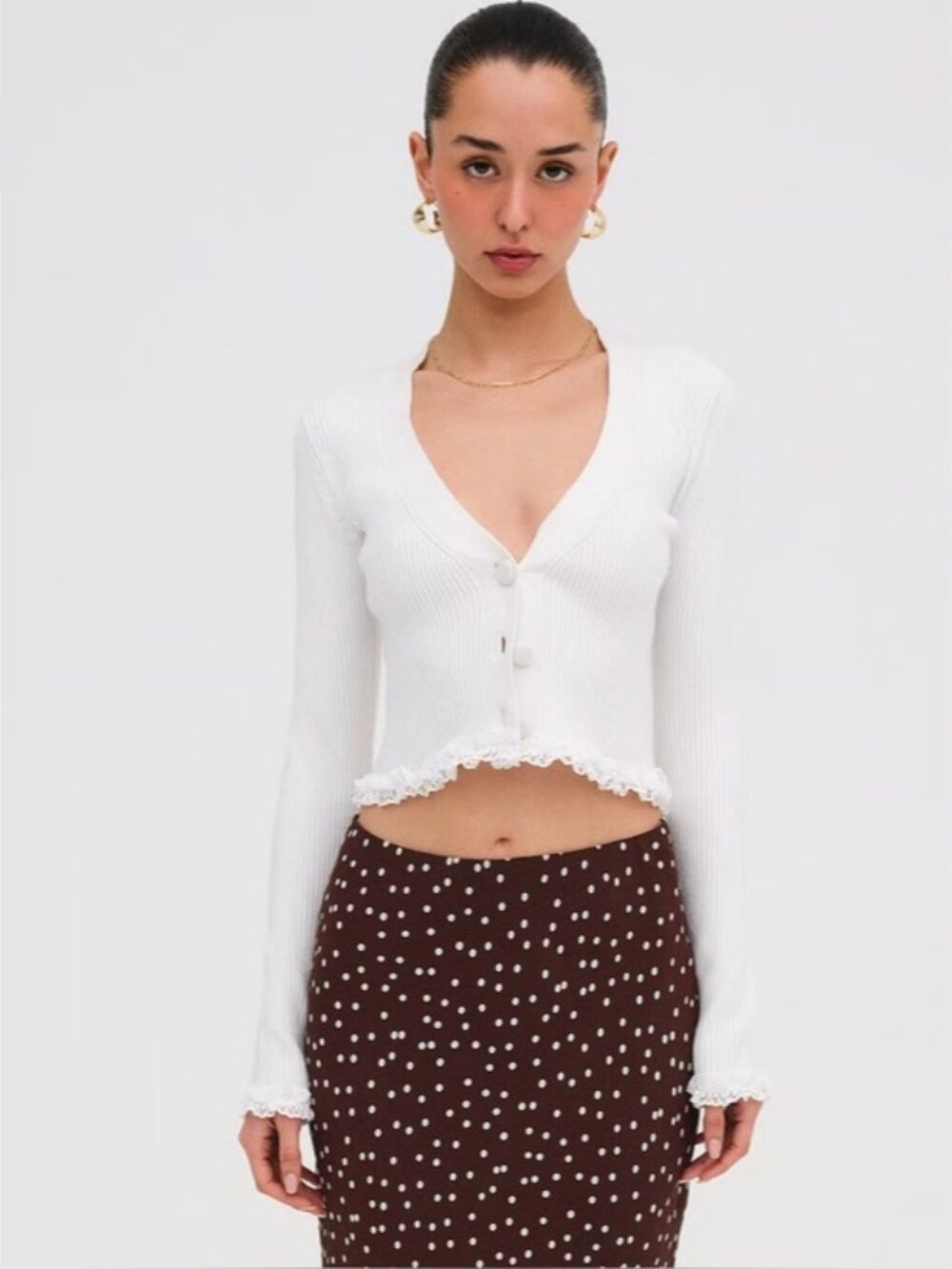 NEW WITH TAG For Love & Lemons Victoria Secret Nina ribbed crop boho Cardigan XS